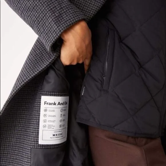 nwt frank & oakmackenzie oversized belted cocoon coat in houndstooth, size lg